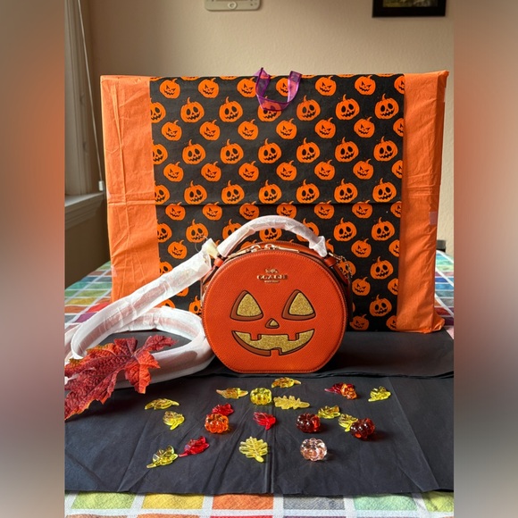 πππ COACH CANTEEN CROSSBODY BAG WITH HALLOWEEN PUMPKIN PRINT ππNWT π - Picture 4 of 16